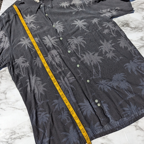 Men's Casual Button Down Short Sleeve Shirt Vintage size Large Palm Tree Pattern - Picture 5 of 6